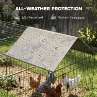 PawHut Metal Chicken Coop with UV-Resistant Cover for Hens, Rabbits, Ducks, Geese, 168.5" x 42.1" x 43.7", Grey(m-7)