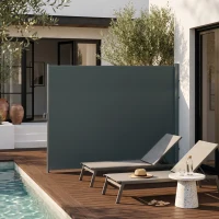 Outsunny 118" x 79" Retractable Side Awning Patio Outdoor Folding Privacy Screen with Resistance to UV Rays & Wind, Grey(m-1)