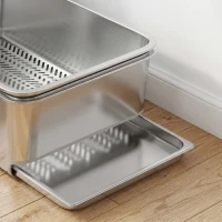 PawHut Stainless Steel Litter Box, XL Sifting Cat Litter Box for Medium and Large Cat, Non-Sticky, Odour Free, Easy Clean(m-9)
