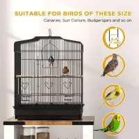 PawHut 23" Bird Cage, Finches Canaries, Parrot Cage with Doors Perches, 2 Feeder Pet Supplies, Black(m-7)