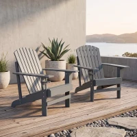 Outsunny Classic Adirondack Chair, Muskoka Chairs, Garden Deck Chair with Cup Holder for Patio, Indoor, Backyard, Dark Grey(m-8)