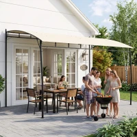 Outsunny 10' x 13' Backyard Pergola with UV30+ Protection Canopy and Steel Frame for Porch, Patio, Deck, Cream White(m-9)