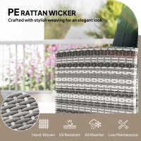 Outsunny 5 Piece Patio Furniture Set, Wicker Patio Chairs with Ottomans, 2-Tier Glass Coffee Table and Cushions, Grey/Dark Grey(m-6)