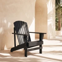 Outsunny Classic Adirondack Chair Muskoka Chair, Garden Deck Chair with Cup Holder for Patio, Indoor, Backyard, Black(m-8)