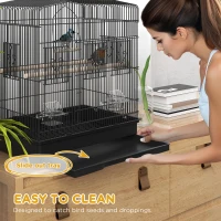 PawHut 23" Bird Cage, Finches Canaries, Parrot Cage with Doors Perches, 2 Feeder Pet Supplies, Black(m-5)