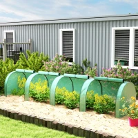 Outsunny 13' L x 3' W x 2.5' H Portable Tunneled Greenhouse with 4 Zippered Doors, Water/UV Fighting PE Cover, Green(m-10)