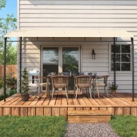 Outsunny 10' x 13' Backyard Pergola with UV30+ Protection Canopy and Steel Frame for Porch, Patio, Deck, Cream White(m-8)