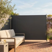 Outsunny 13' x 5' Retractable Side Awning, Outdoor Privacy Screen for Garden, Hot Tub, Balcony, Terrace, Pool, Black(m-1)
