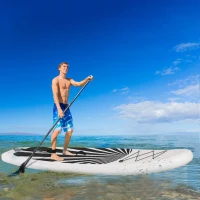Soozier Inflatable Stand Up Paddle Board Ultra-Light Yoga SUP with Non-Slip Deck Pad, Premium Accessories, Waterproof Bag, Safety Leash and Hand Pump for Surfing, Touring and Fishing, Black(m-10)