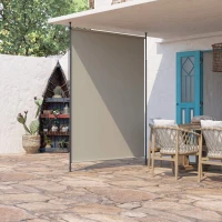 Outsunny 7' x 10' Retractable Patio Awning, Manual Outdoor Privacy Screen with UPF40+ & Water-Resistant Fabric, Beige(m-9)