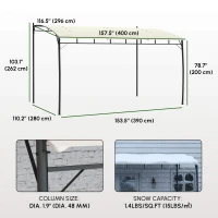 Outsunny 10' x 13' Backyard Pergola with UV30+ Protection Canopy and Steel Frame for Porch, Patio, Deck, Cream White(m-3)