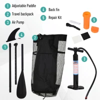 HOMCOM 10FT Inflatable Paddle Board with Ultra-Light (20lbs) SUP for All Skill Levels with Stand Up Paddle Board, Adjustable Paddle, Fix Bag, Air Pump, Fin, Backpack, Green(m-4)
