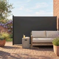 Outsunny 13' x 5' Retractable Side Awning, Outdoor Privacy Screen for Garden, Hot Tub, Balcony, Terrace, Pool, Black(m-9)