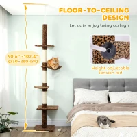 PawHut 8.5ft Cat Climbing Tree 5-Tier Kitty Activity Center with Scratching Post, Leopard Print(m-4)