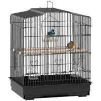PawHut 23" Bird Cage, Finches Canaries, Parrot Cage with Doors Perches, 2 Feeder Pet Supplies, Black(m-9)