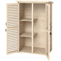 Outsunny 30" x 20" x 47" Wooden Garden Shed, Outdoor Storage Shed with Waterproof Asphalt Roof, Shelves, Natural(m-2)