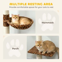 PawHut 8.5ft Cat Climbing Tree 5-Tier Kitty Activity Center with Scratching Post, Leopard Print(m-5)