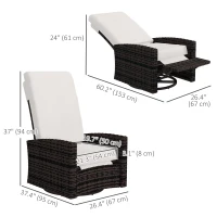 Outsunny Outdoor Rattan Wicker Lounge Chair with Footrest & Soft Cushion for Patio, Garden, Backyard, Khaki(m-3)