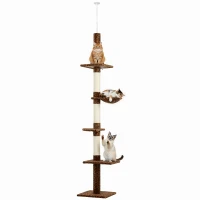 PawHut 8.5ft Cat Climbing Tree 5-Tier Kitty Activity Center with Scratching Post, Leopard Print(m-13)