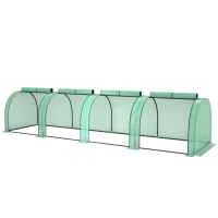 Outsunny 13' L x 3' W x 2.5' H Portable Tunneled Greenhouse with 4 Zippered Doors, Water/UV Fighting PE Cover, Green(m-1)