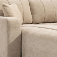 HOMCOM Sectional Couch with Integrated Seat, 3 Seater L-Shaped Sofa with Changeable Chaise, Spring Cushion, 2 Pillows, Beige(m-10)