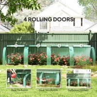 Outsunny 13' L x 3' W x 2.5' H Portable Tunneled Greenhouse with 4 Zippered Doors, Water/UV Fighting PE Cover, Green(m-6)