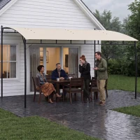 Outsunny 10' x 13' Backyard Pergola with UV30+ Protection Canopy and Steel Frame for Porch, Patio, Deck, Cream White(m-10)