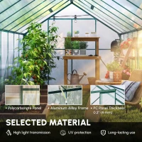 Outsunny 16' x 8' Aluminum Polycarbonate Greenhouse Walk-in Garden Greenhouse Kit with Adjustable Roof Vent, Rain Gutter and Sliding Door for Winter, Green(m-4)