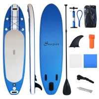 Soozier Inflatable Paddle Board, 120'' x 30" x 6" Stand Up Paddle Board Lightweight & Foldable w/ ISUP Accessories & Carry Bag, Aluminum Paddle, Fix Accessories Set, Air Pump, Leash(m-2)