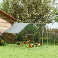 PawHut Metal Chicken Coop, 9.8 x 11.2 FT Walk-in Chicken Run with Cover, Lockable Door, Outdoor Poultry Cage for 10-15 Chickens(m-1)