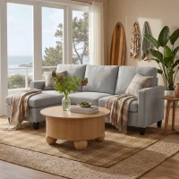 HOMCOM L-Shape Sofa, Modern Sectional Couch with Ottoman, Corner Sofa for Living Room, Light Grey(m-6)