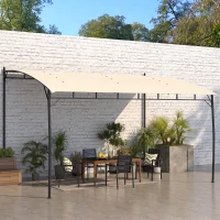 Outsunny 10' x 13' Backyard Pergola with UV30+ Protection Canopy and Steel Frame for Porch, Patio, Deck, Cream White(m-1)