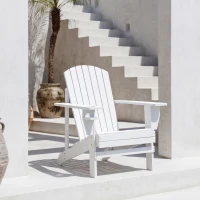 Outsunny Classic Adirondack Chair Muskoka Chair, Garden Deck Chair with Cup Holder for Patio, Indoor, Backyard, White(m-1)