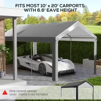 Outsunny 10 x 20ft Carport Roof, UV Resistant Canopy Replacement, Fits 84C-378V00 and 84C-206 Series, Dark Gray(m-4)