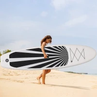 Soozier Inflatable Stand Up Paddle Board Ultra-Light Yoga SUP with Non-Slip Deck Pad, Premium Accessories, Waterproof Bag, Safety Leash and Hand Pump for Surfing, Touring and Fishing, Black(m-2)