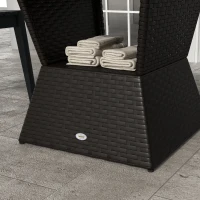 Outsunny Outdoor Patio Rattan Wicker Coffee Table Garden End Tea Table Bistro Side Table w/ Umbrella Hole, Dark Coffee(m-7)