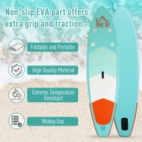 HOMCOM 10FT Inflatable Paddle Board with Ultra-Light (20lbs) SUP for All Skill Levels with Stand Up Paddle Board, Adjustable Paddle, Fix Bag, Air Pump, Fin, Backpack, Green(m-5)