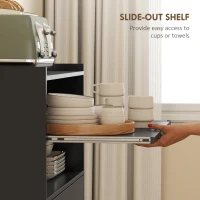 HOMCOM Microwave Cart with Wheels, Microwave Stand with Worktop, Open Shelves and Drawer, Storage Cabinet, Black(m-5)
