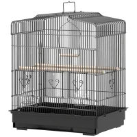PawHut 23" Bird Cage, Finches Canaries, Parrot Cage with Doors Perches, 2 Feeder Pet Supplies, Black(m-2)
