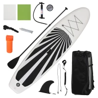 Soozier Inflatable Stand Up Paddle Board Ultra-Light Yoga SUP with Non-Slip Deck Pad, Premium Accessories, Waterproof Bag, Safety Leash and Hand Pump for Surfing, Touring and Fishing, Black(m-11)