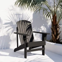 Outsunny Classic Adirondack Chair Muskoka Chair, Garden Deck Chair with Cup Holder for Patio, Indoor, Backyard, Black(m-1)