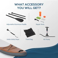 Soozier Inflatable Stand Up Paddle Board Ultra-Light Yoga SUP with Non-Slip Deck Pad, Premium Accessories, Waterproof Bag, Safety Leash and Hand Pump for Surfing, Touring and Fishing, Brown(m-4)