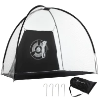 Soozier Golf Hitting Net with Chipping Target, Golf Aid Training Practice Net with Carry Bag for Indoor and Outdoor Golf Sports(m-1)