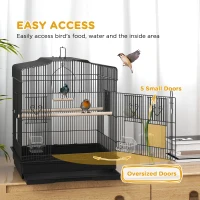 PawHut 23" Bird Cage, Finches Canaries, Parrot Cage with Doors Perches, 2 Feeder Pet Supplies, Black(m-4)