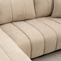 HOMCOM Sectional Couch with Integrated Seat, 3 Seater L-Shaped Sofa with Changeable Chaise, Spring Cushion, 2 Pillows, Beige(m-11)