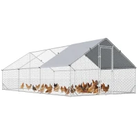 PawHut 9.8' x 19.7' x 6.6' Chicken Coop Cage, Outdoor Hen House w/Cover & Lockable Door(m-2)