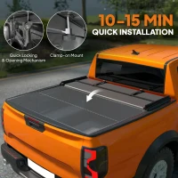 Outsunny 6.5'' Soft Tri-Fold Truck Bed Tonneau Cover for 6.4 ft Bed, Truck Bed Cover with Seal Strip, Black(m-5)