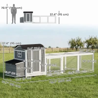 PawHut 118"L Chicken Coop, Large Wooden Hen House with Run, Pull-Out Tray, Waterproof Roof, Nesting Box, Swing, Roosting Bars(m-3)