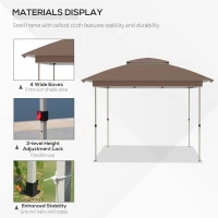 Outsunny 12' x 12' Pop Up Canopy Tent with Netting and Carry Bag, Instant Sun Shelter with 137 sq.ft Shade, Tents for Parties, Height Adjustable, for Outdoor, Garden, Patio, Khaki(m-4)