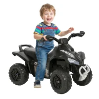 Aosom NO Power Kids Ride On Push Car, Ride Racer, Foot-to-floor Sliding Car, Walking ATV Toy with Music, Lights, for 1.5-3 Years Old, Black(m-1)